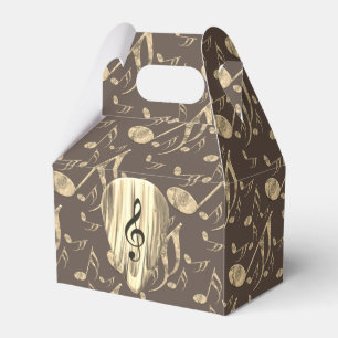 Golden Music Notes Treble Clef Pattern Favour Box