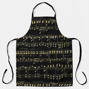 Golden Music on Black Apron
