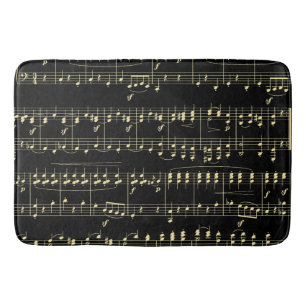 Golden Music on Black  Bath Mat
