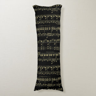 Golden Music on Black Body Cushion