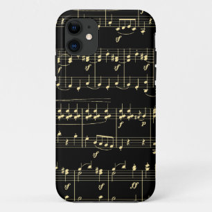 Golden Music on Black iPhone 11 Case
