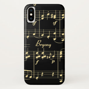 Golden Music on Black  iPhone X Case