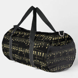 Golden Music on Black  Duffle Bag