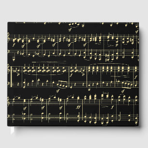 Golden Music on Black Guest Book
