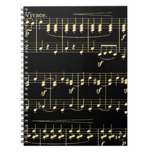 Golden Music on Black  Notebook