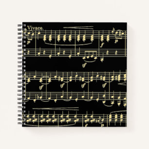 Golden Music on Black Notebook