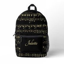 Golden Music on Black Script Name Front