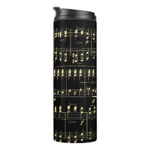 Golden Music on Black Thermal Tumbler