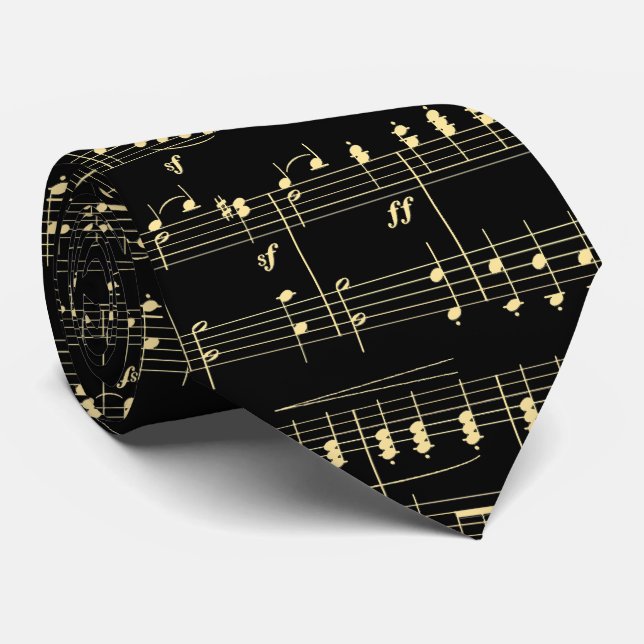 Golden Music on Black  Tie (Rolled)