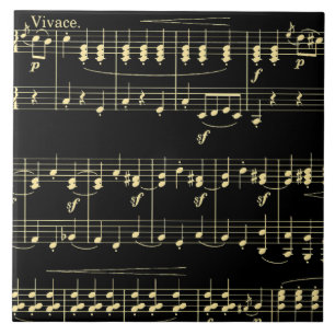 Golden Music on Black Tile