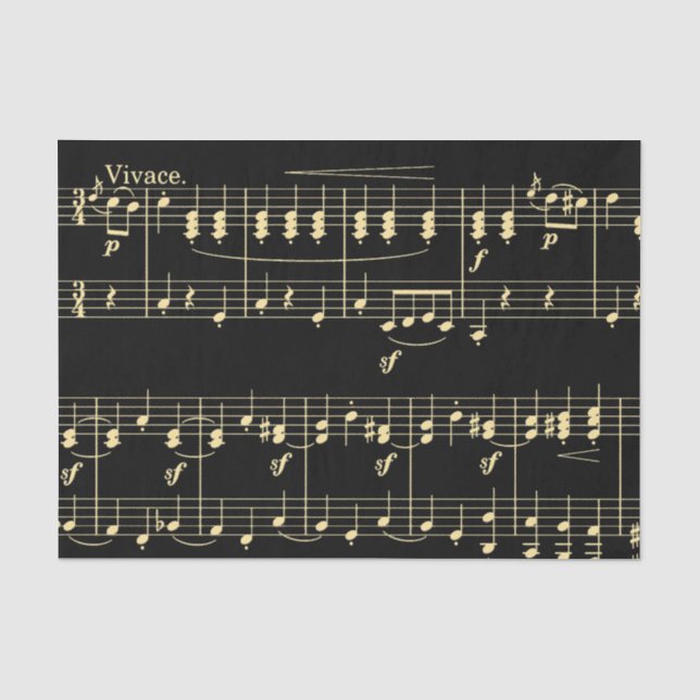 Golden Music on Black  Tissue Paper (Front)