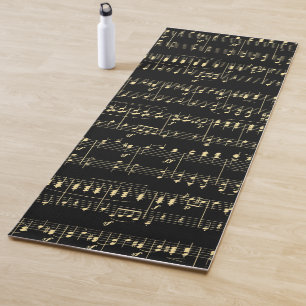 Golden Music on Black Yoga Mat
