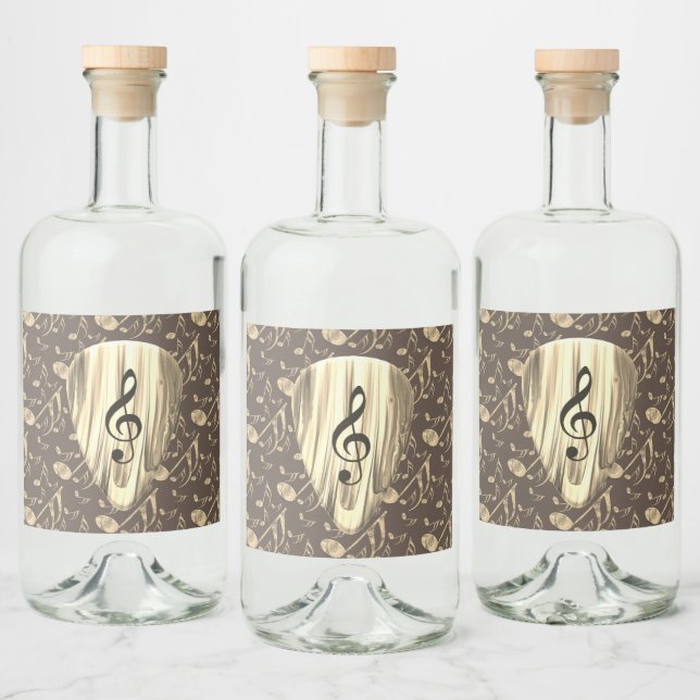 Golden Music Pick – Treble Clef Art Liquor Bottle Label (Bottles)