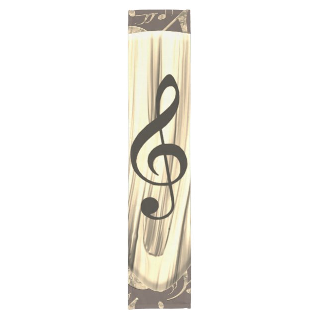 Golden Music Pick – Treble Clef Art Short Table Runner (Front)
