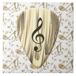 Golden Music Pick – Treble Clef Art Tile