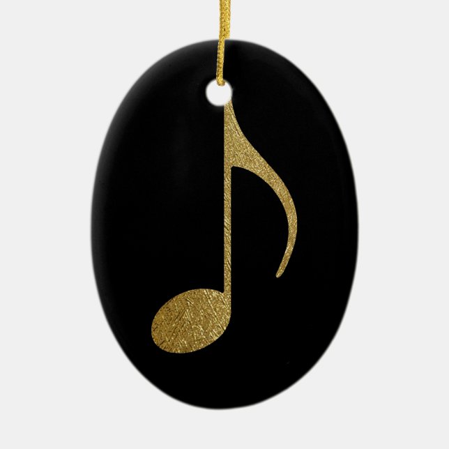 Golden Musical Note Ceramic Tree Decoration (Front)