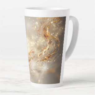 Golden Musical Notes Digital Art Latte Mug