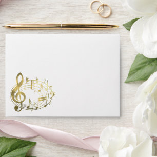 Golden musical notes in oval shape envelopes