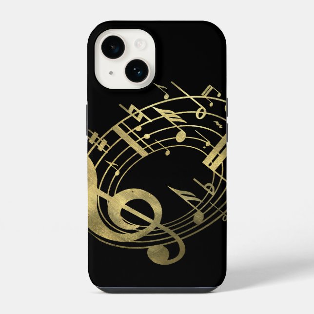 Golden musical notes in oval shape iPhone case (Back)