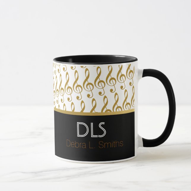 golden musical notes personalised mug (Right)