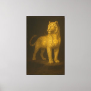 Golden Mystic Tiger – Fantasy Art Painting Canvas Print