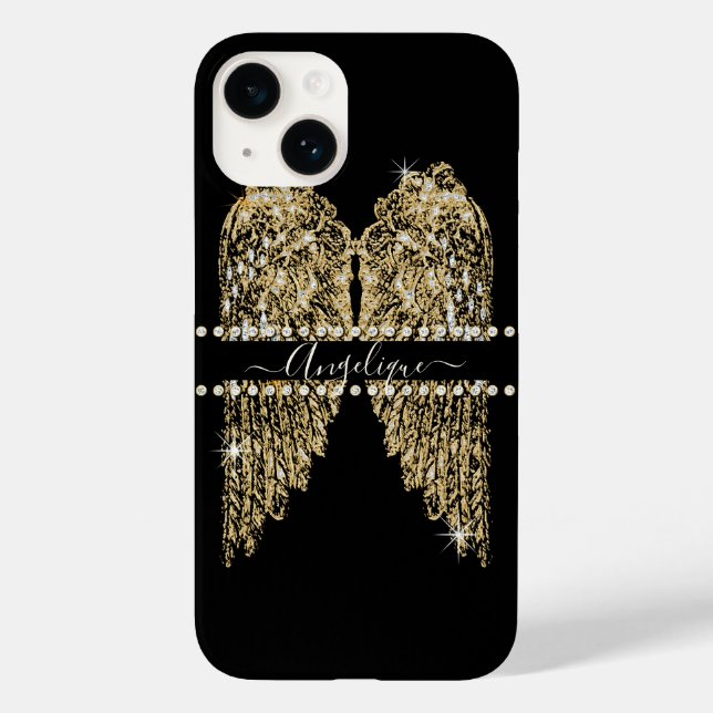 Golden n Diamond Jewel Look Angel Wings Bling Case-Mate iPhone Case (Back)