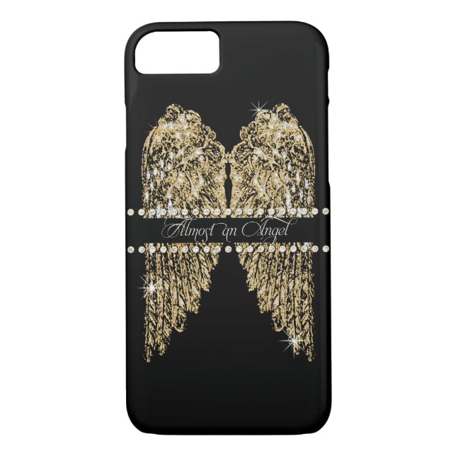 Golden n Diamond Jewel Look Angel Wings Bling Case-Mate iPhone Case (Back)