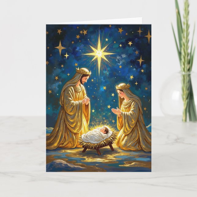 Golden Nativity Scene Card (Front)