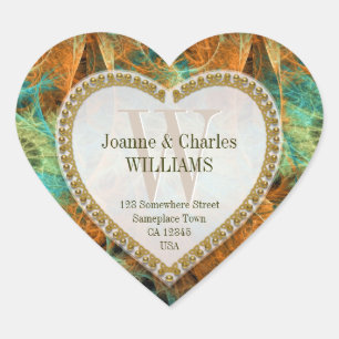 Golden Nature Green Orange Monogrammed Stickers