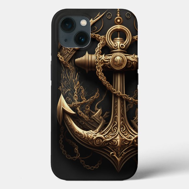 Golden Nautical Anchor Case-Mate iPhone Case (Back)
