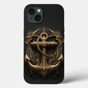 Golden Nautical Anchor iPhone 13 Case