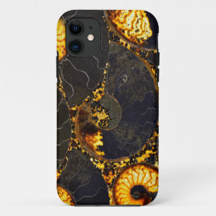 Golden Nautilus black gold fossil abstract design iPhone 11 Case