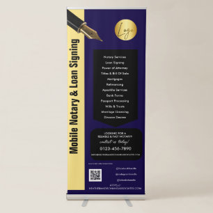 Golden & Navy Blue Marketing Retractable Banner