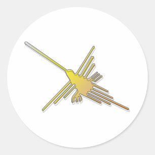 Golden Nazca Lines Hummingbird Classic Round Sticker