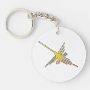Golden Nazca Lines Hummingbird Key Ring