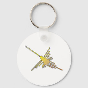 Golden Nazca Lines Hummingbird Key Ring