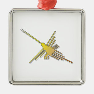 Golden Nazca Lines Hummingbird Metal Tree Decoration