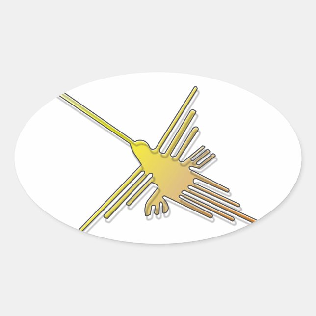 Golden Nazca Lines Hummingbird Oval Sticker (Front)