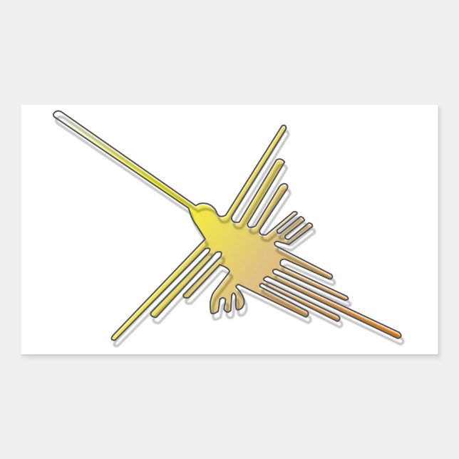 Golden Nazca Lines Hummingbird Rectangular Sticker (Front)