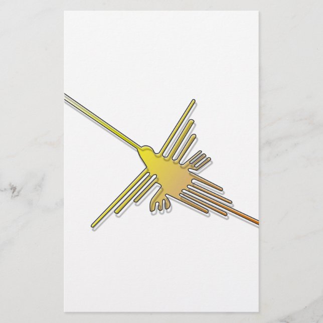 Golden Nazca Lines Hummingbird Stationery (Front)