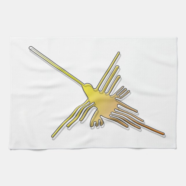 Golden Nazca Lines Hummingbird Tea Towel (Horizontal)
