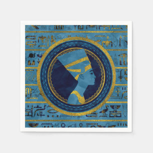 Golden Nefertiti on blue marble stone Napkin