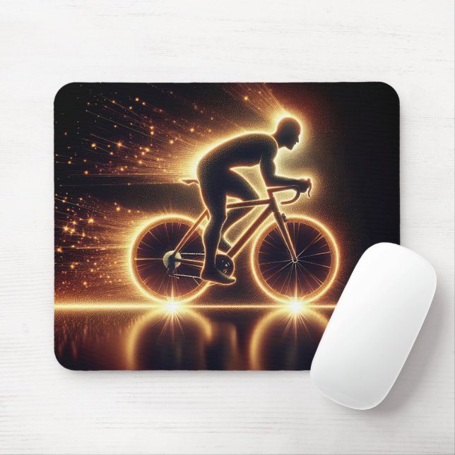 Golden Neon Cyclist Mouse Mat (With Mouse)