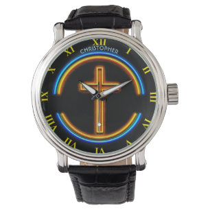 Golden Neon Glowing Psychedelic Christian Jesus Watch