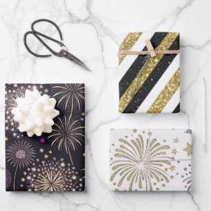 Golden New Year  Wrapping Paper Sheet