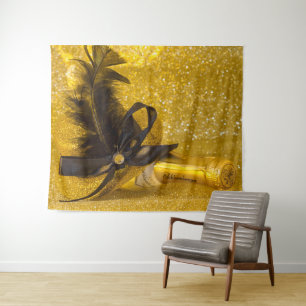 Golden New Years Flapper Hat Tapestry