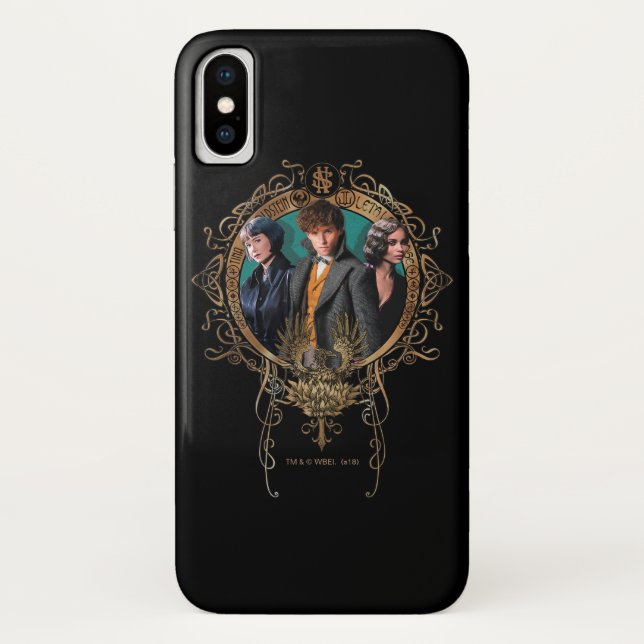 Golden Newt, Tina, and Leta Art Deco Portrait Case-Mate iPhone Case (Back)