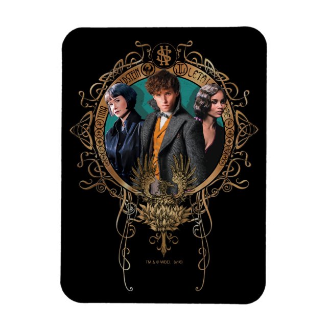 Golden Newt, Tina, and Leta Art Deco Portrait Magnet (Vertical)