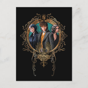 Golden Newt, Tina, and Leta Art Deco Portrait Postcard
