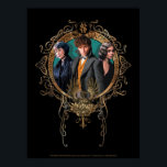 Golden Newt, Tina, and Leta Art Deco Portrait Poster<br><div class="desc">FANTASTIC BEASTS: THE CRIMES OF GRINDELWALD™ | Check out this art nouveau portrait featuring PORPENTINA GOLDSTEIN™,  NEWT SCAMANDER™,  and Leta Lestrange within an ornate circular frame. Get this beautiful graphic on your favorite Zazzle product today!</div>